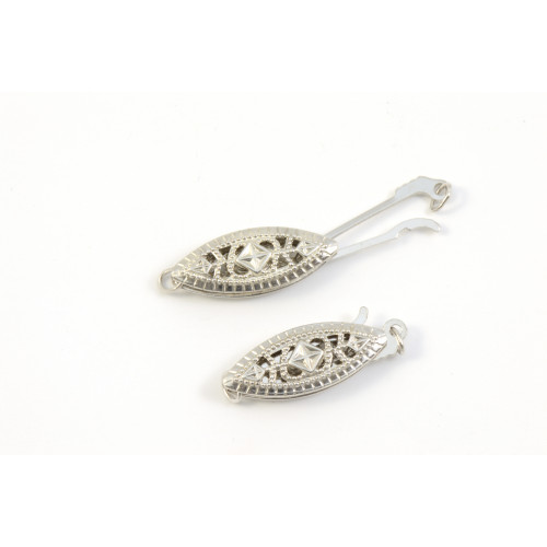 Fishook clasp 16x6mm filigree sterling silver  